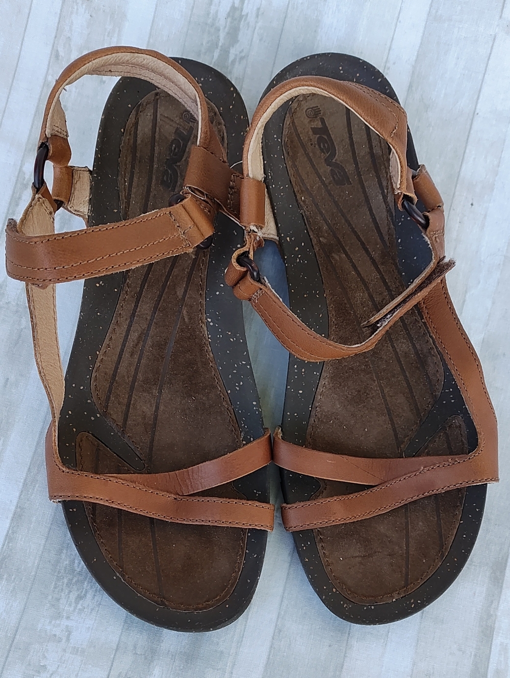 Teva Women's Tan Brown Leather Strappy Sandals, Like New Size 9